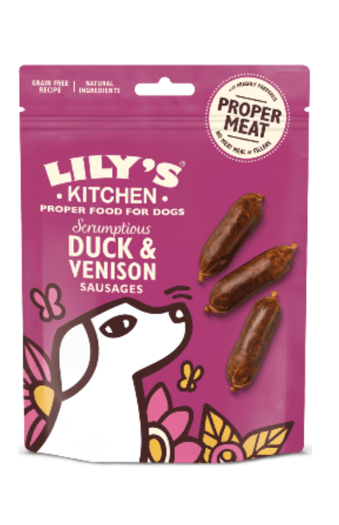 Biscoitos para cão Lilys Kitchen Dog Treats Duck and Venison Sausages 70 g
