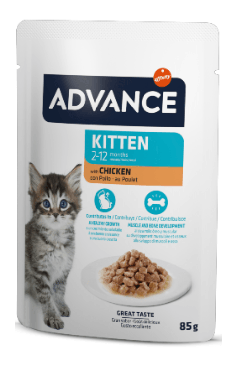 Comida Húmida Advance Cat Kitten Chicken 12 Saquetas 85 g
