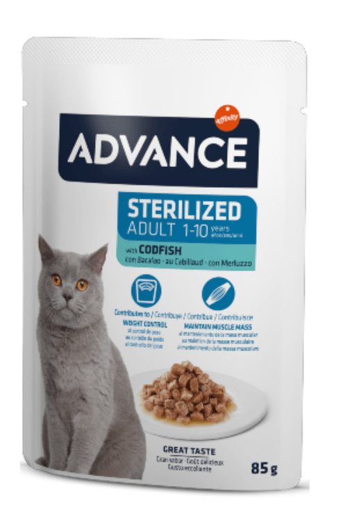 Comida húmida para Gatos Advance Cat Sterilized Codfish 12 x 85g
