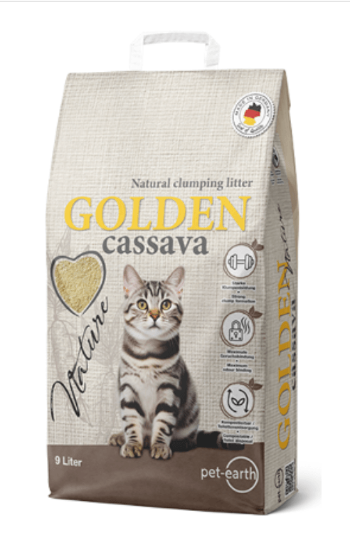 Golden Nature Cassava Areia para Gatos Auto Aglomerante