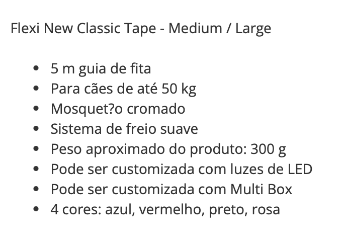 Trela para cão Flexi New Classic Tape