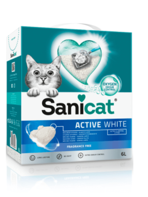 Areia para Gato Sanicat Active White Fragrance Free