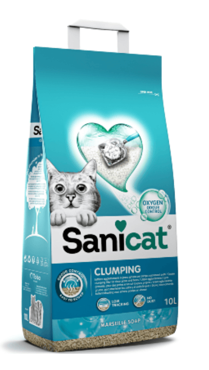 Areia para Gato Sanicat Clumping White Active Sabão Marselha