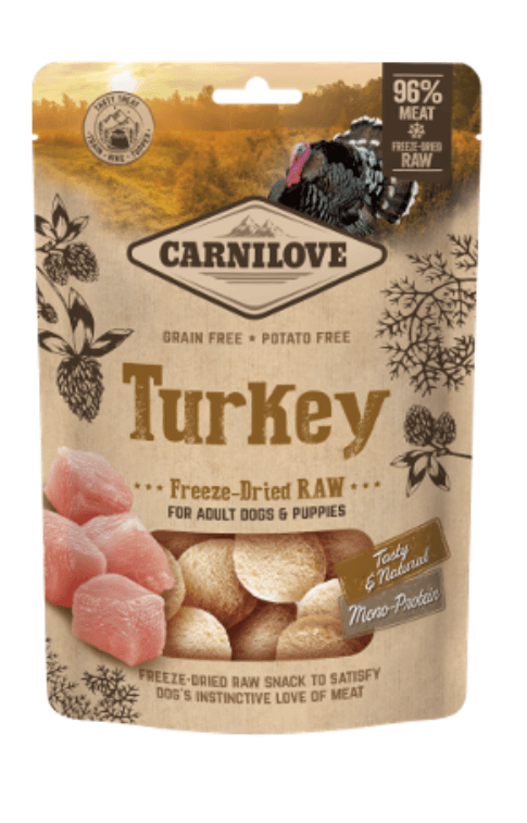 Biscoitos para cão Carnilove Dog Freeze-dried Raw Snacks Turkey 60 g