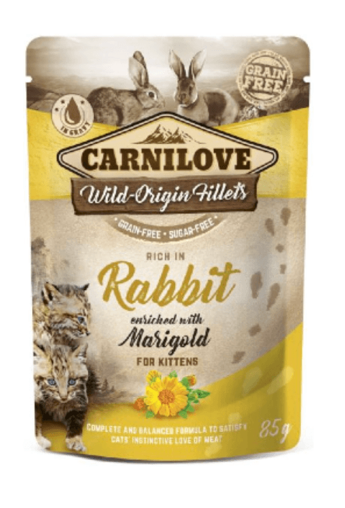 Carnilove Grain-Free Cat Rabbit with Marigold for Kittens Wet (Saqueta) 85 g