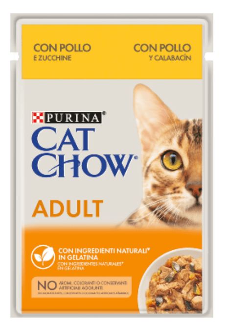 Cat Chow Adult Chicken & Courgette Wet (Saqueta) 26 x 85g