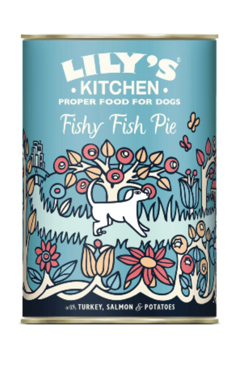 Ração húmida para Cão Lilys Kitchen Dog Fishy Fish Pie with Turkey, Salmon and Potatoes Lata 6 x 400 g