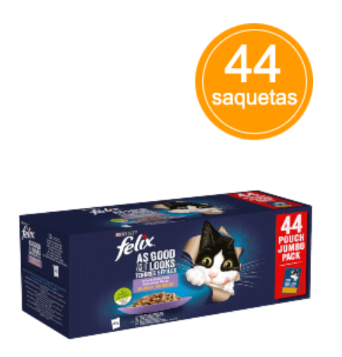 Ração húmida para Gatos Felix As Good As It Looks Mixed Selection in Jelly Jumbo Pack 44 | Wet Saqueta