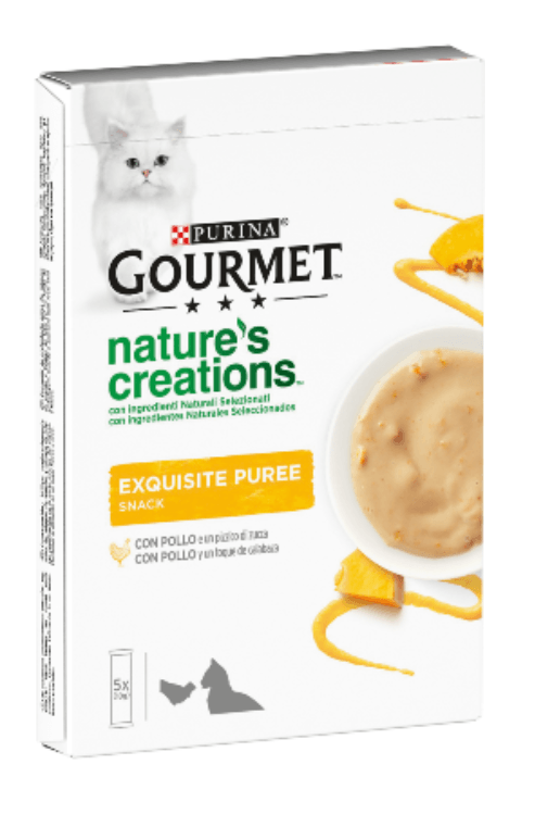 Ração húmida para Gatos Gourmet Natures Creations Puré Snacks Frango & Abóbora Wet (Saqueta) | 5 x 10 g